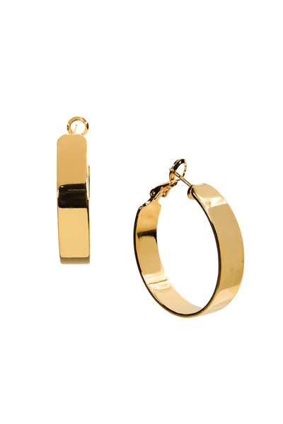 Metal Dipped Simple Wide Flat Medium Lever Back Hoops