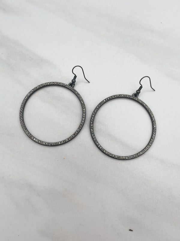 Metal Hoop Earrings with Crystal Studding