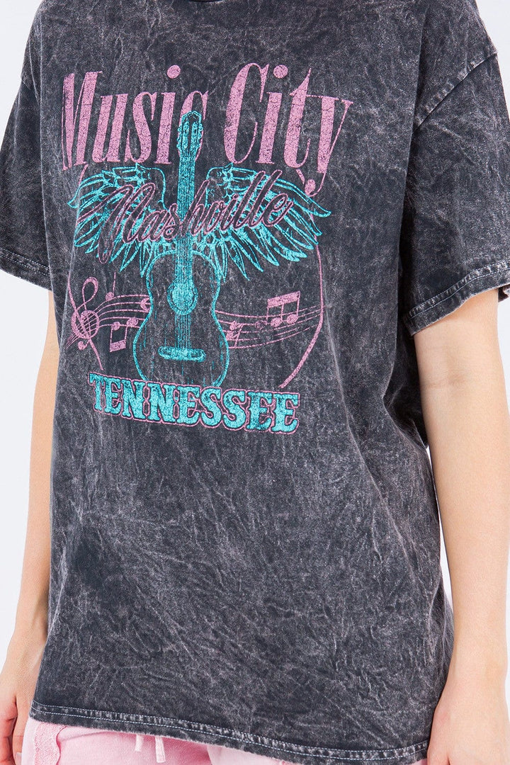 Mineral Washed Music City Nashville Graphic Tee