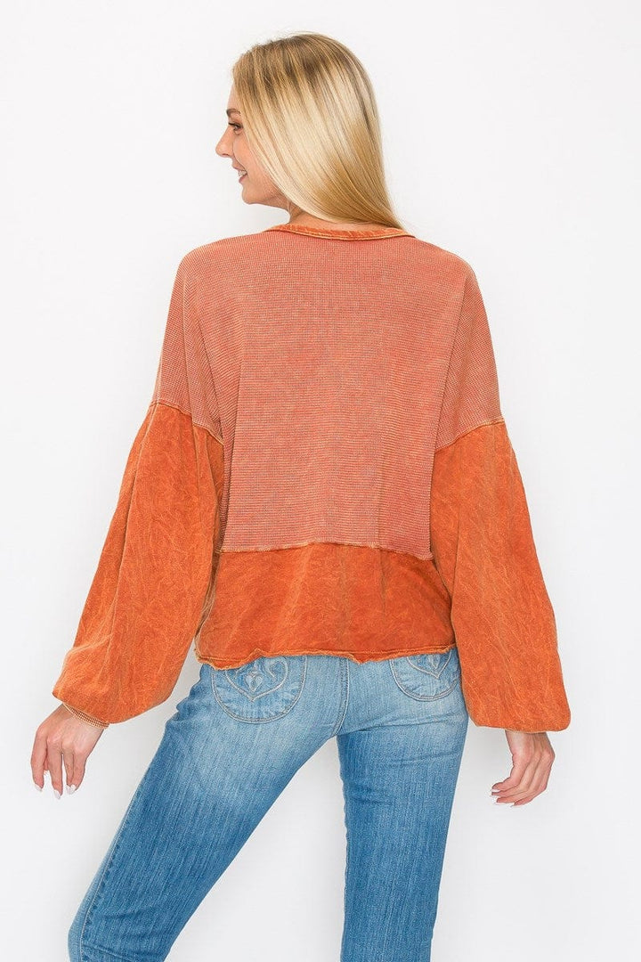 Mineral Washed V Neck Top