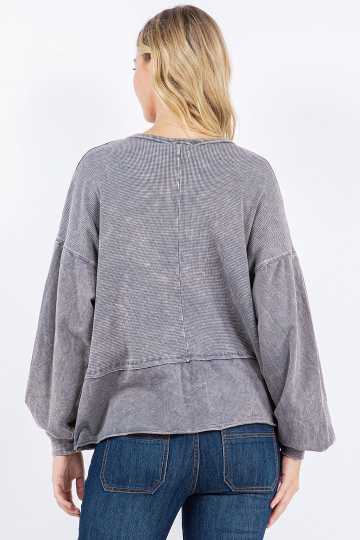 Mineral Washed V Neck Top