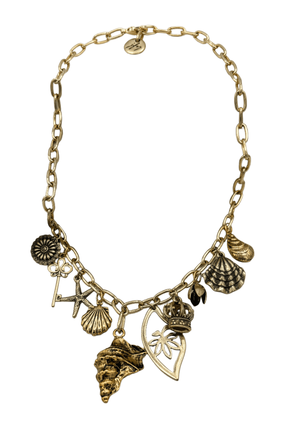 Multi Assorted Charms Golden Beach Charm Necklace