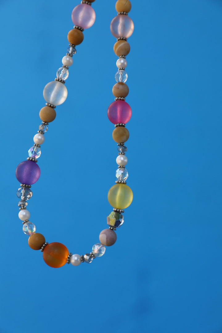 Multi Colored Stone and Pearl Necklace