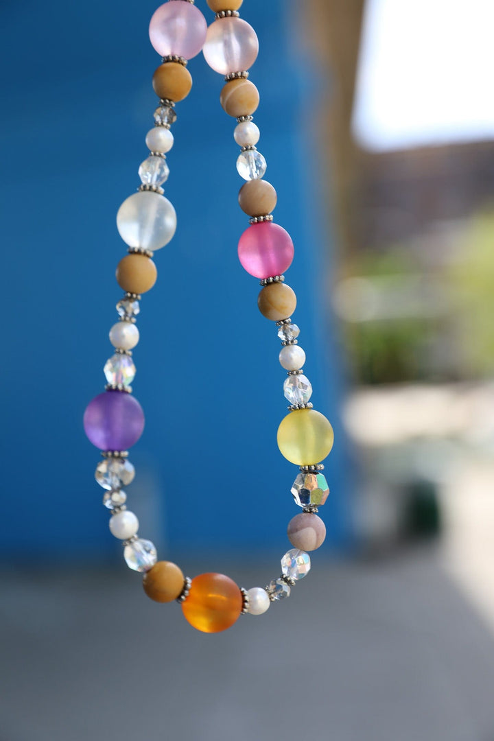 Multi Colored Stone and Pearl Necklace