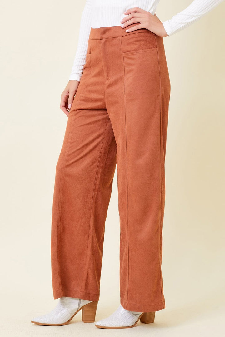 Mystree Suede High Rise Straight Pants