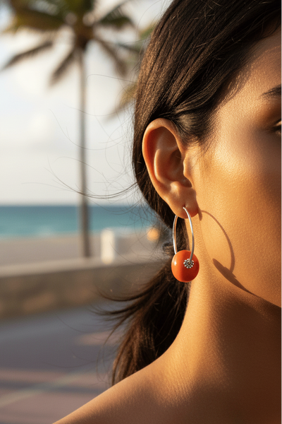 Nara Handmade Colored Bead Centerpiece Clasp Closure Hoops