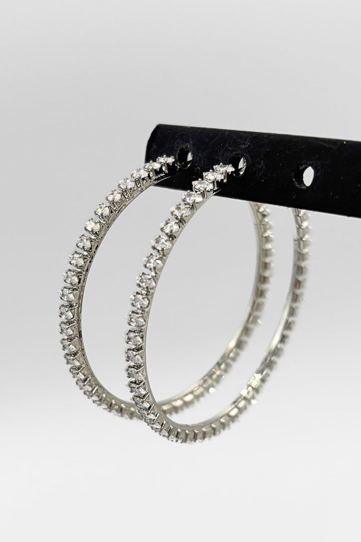 Navette Set Crystal Large Lever Back Hoop Earrings
