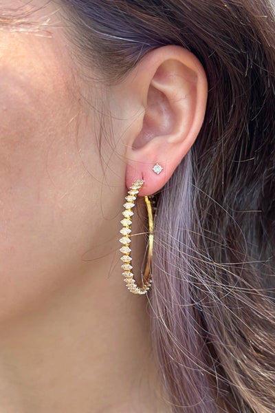 Navette Set Crystal Medium Lever Back Hoop Earrings