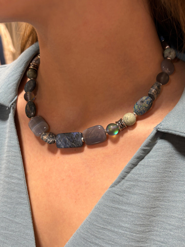 Nikolia Mixed Genuine Stone Beaded Short Necklace