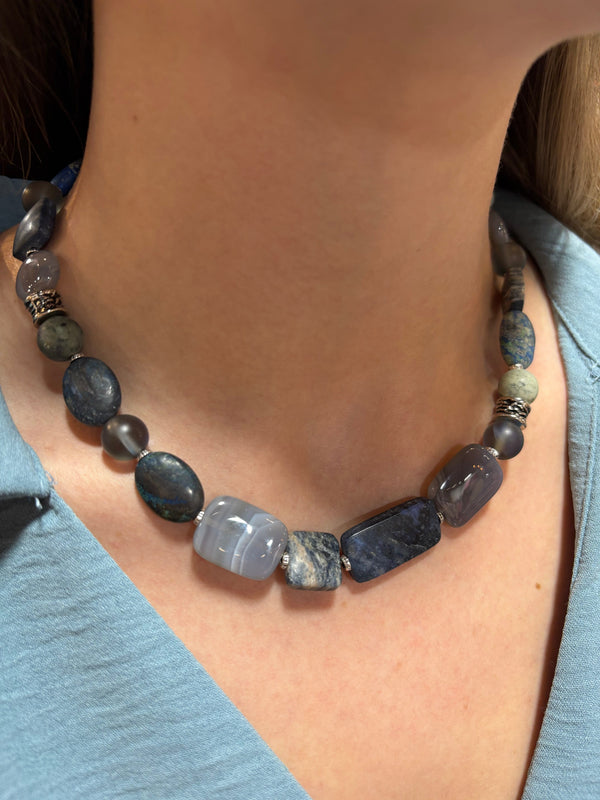 Nikolia Mixed Genuine Stone Beaded Short Necklace