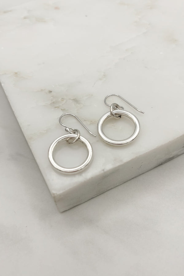 Nora Simple Silver Ring Dangle Earrings