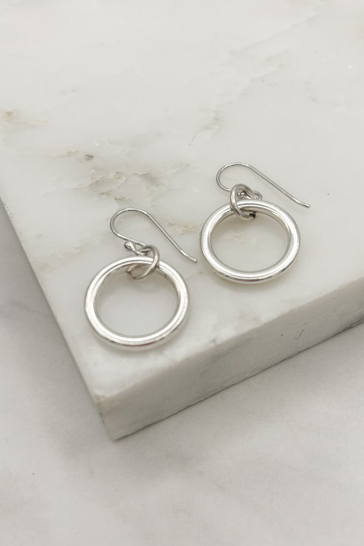 Nora Simple Silver Ring Dangle Earrings