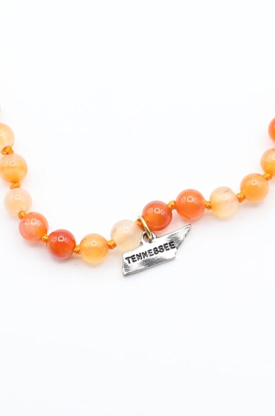 Orange Bead Necklace with Tennessee Pendant