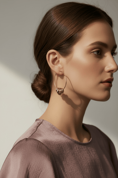 Pallas Metal Bead Mix Clasp Hoop Earrings