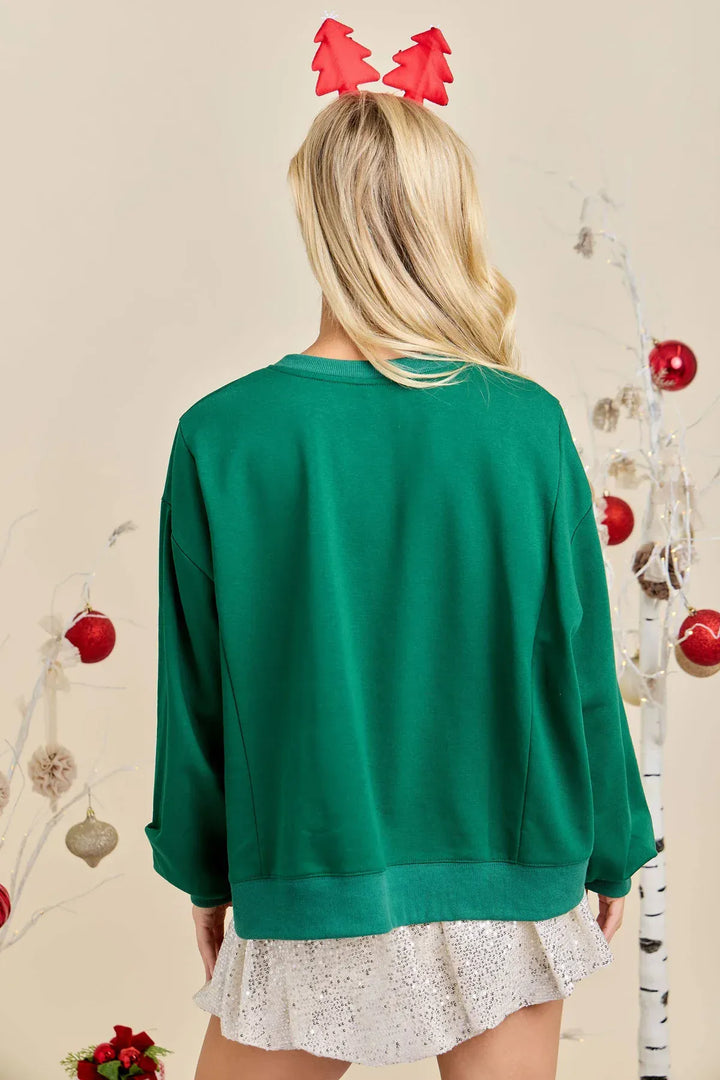 Patchwork Christmas Gift Box Split Seam Sweatshirt