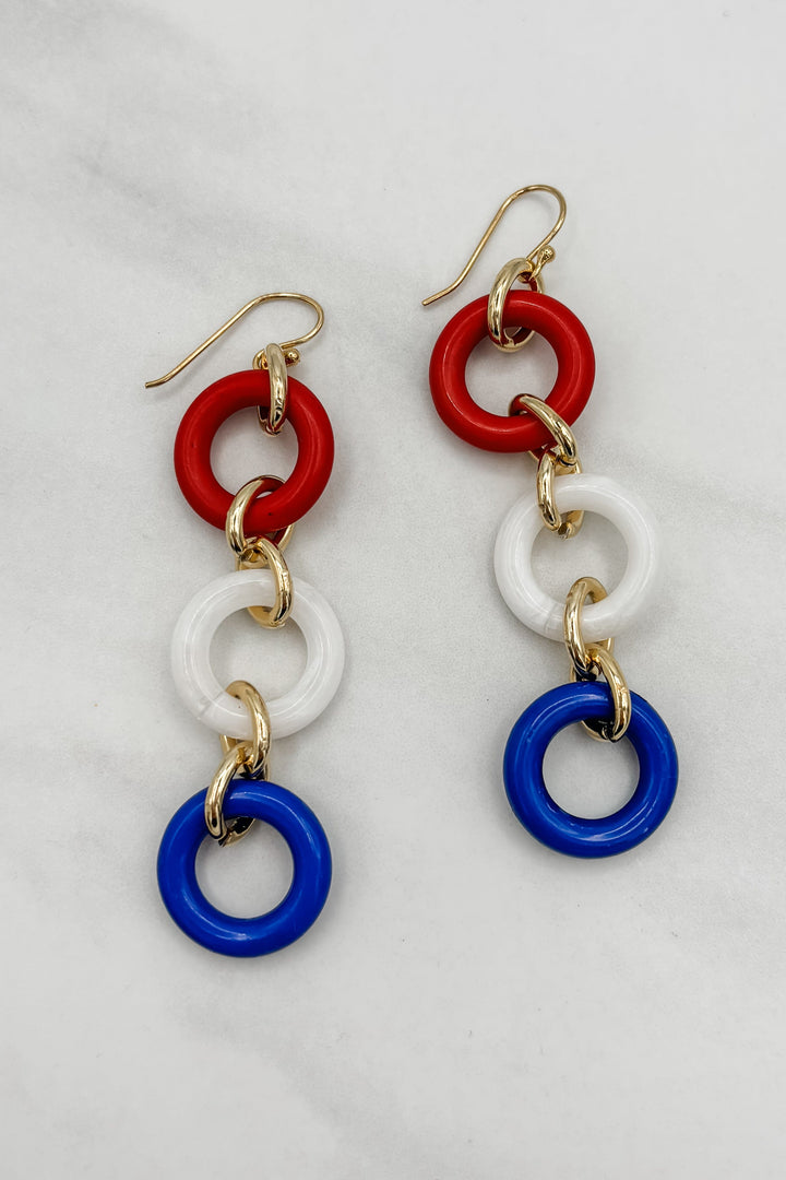 Patriotic Colorway Three Colorful Rings Earrings