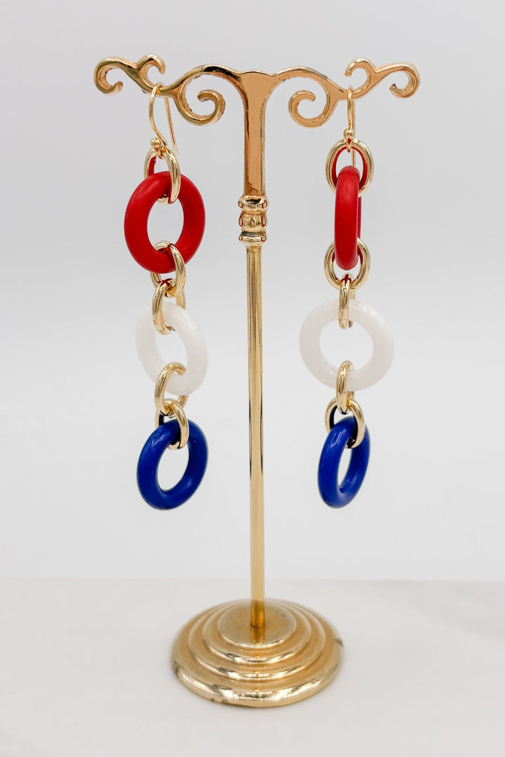 Patriotic Colorway Three Colorful Rings Earrings