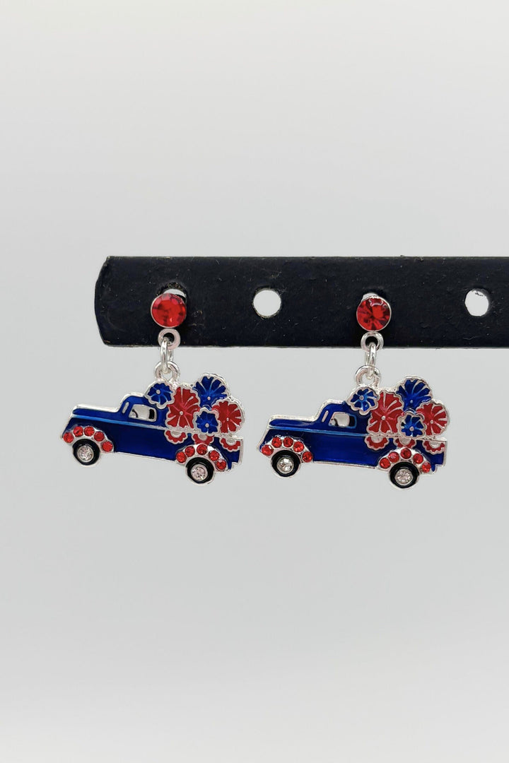 Patriotic Fireworks Truck Dangle Earrings