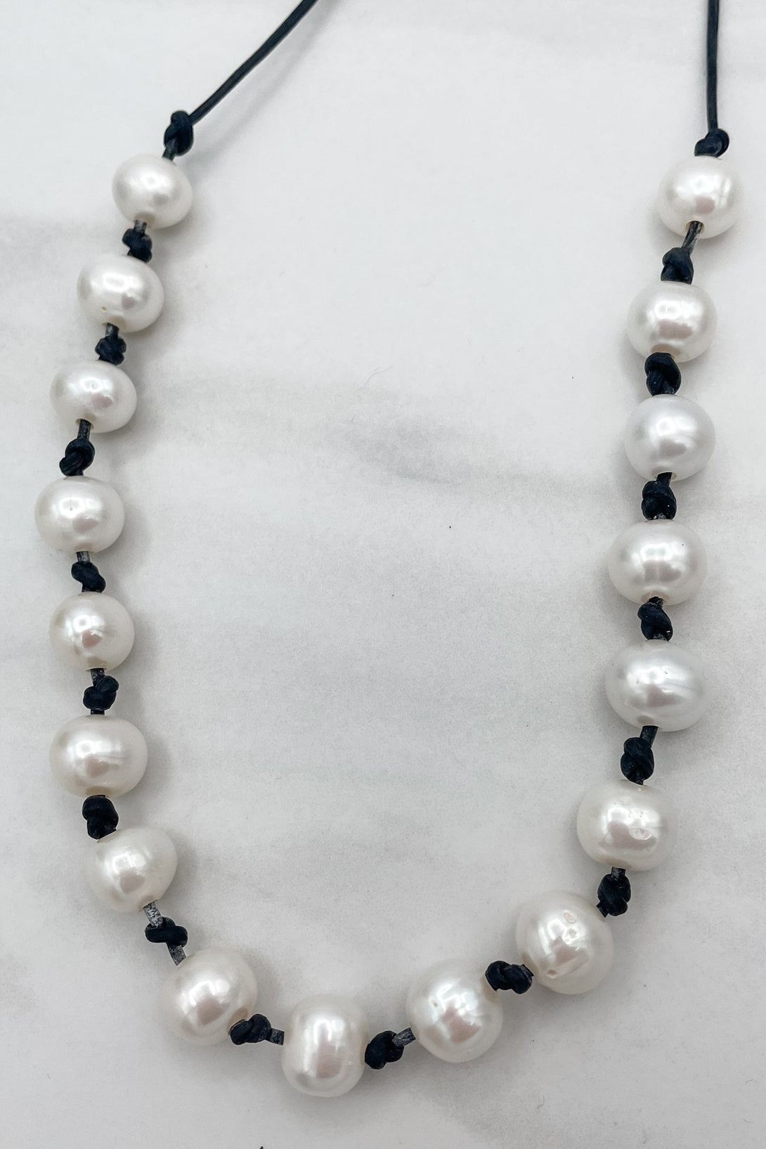 Pearl Knotted Leather Necklace