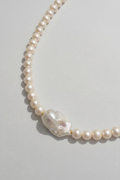 Perla Freshwater and Baroque Pearl Center Handmade Necklace