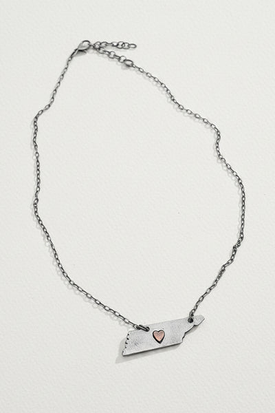 Pewter State of TN Heart Necklace