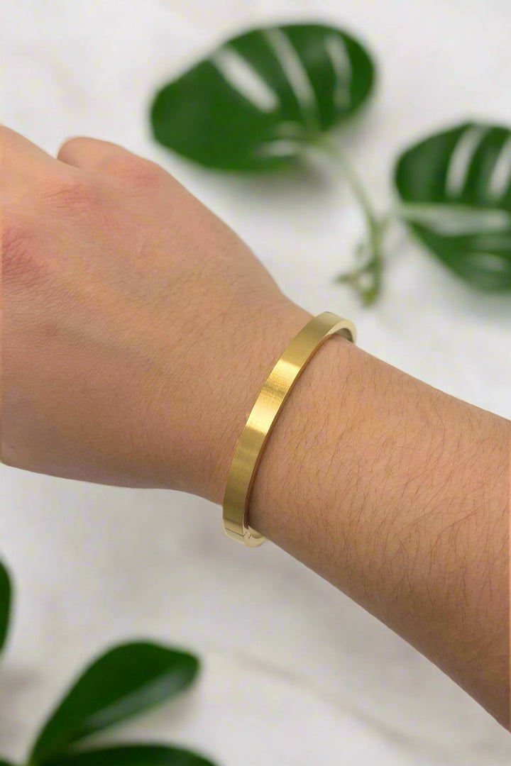 Plain Stainless Steel Hinged Bangle Bracelet