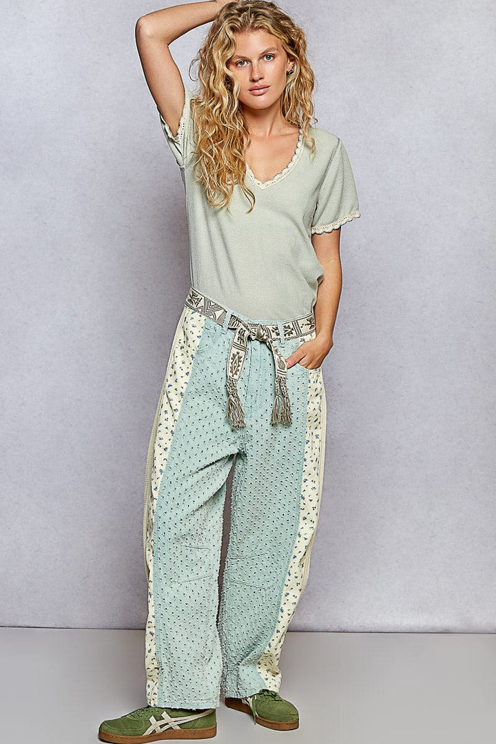 POL Braided Ends Woven Aztec Patterned Belt