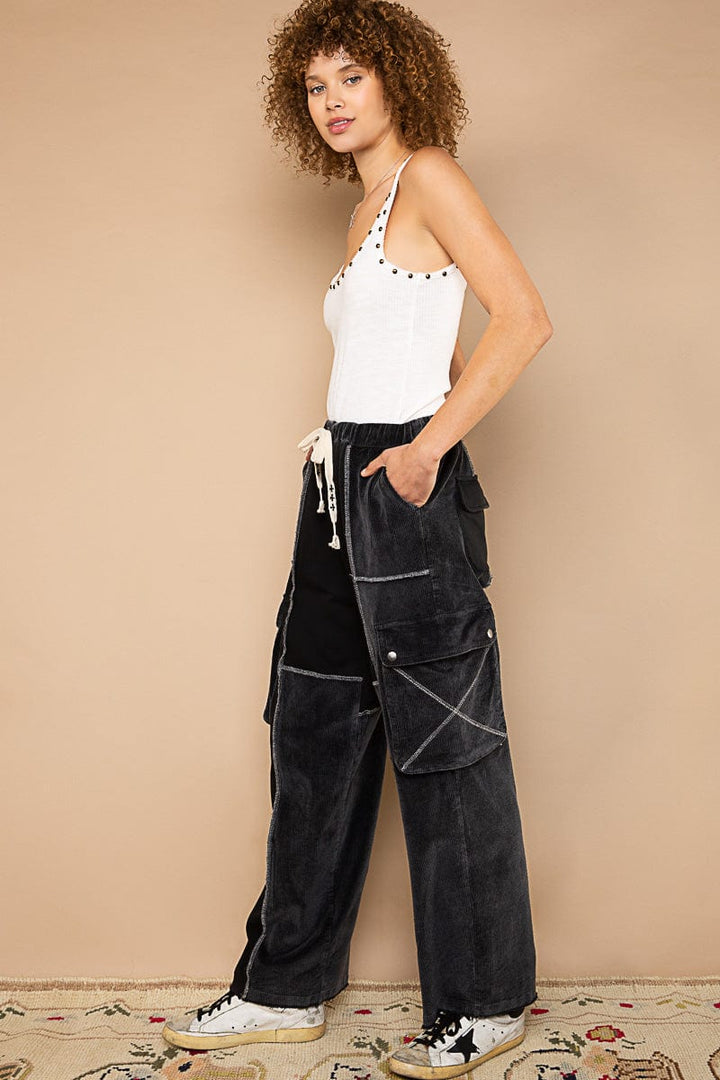 POL Clothing French Terry and Corduroy Wide Leg Cargo Pants – jfybrand