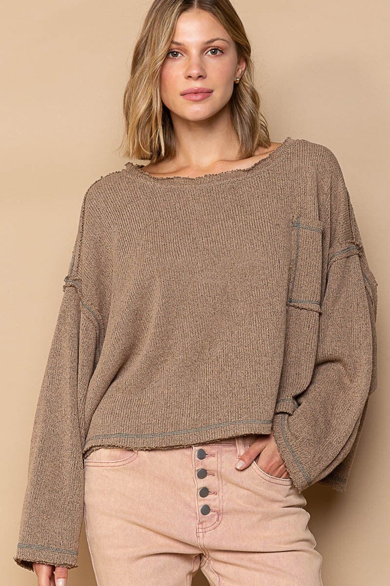 POL Clothing Long Sleeves, Relaxed Fit Knit Top