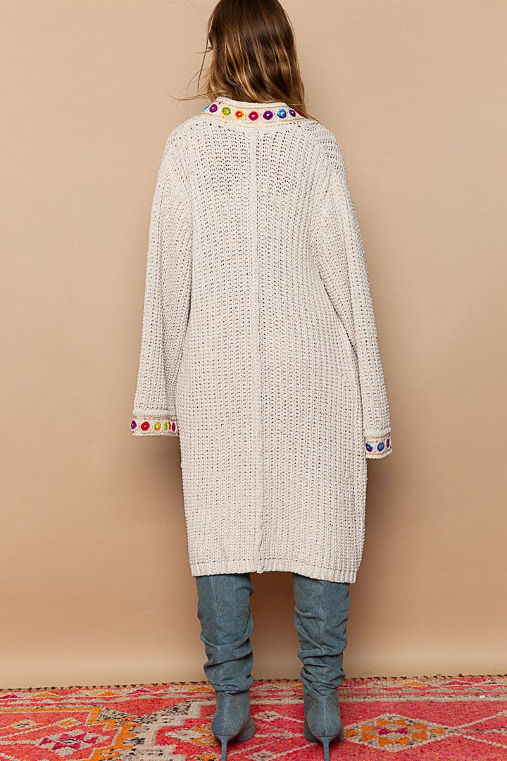 POL Clothing Open Front Chenille Long Cardigan Sweater