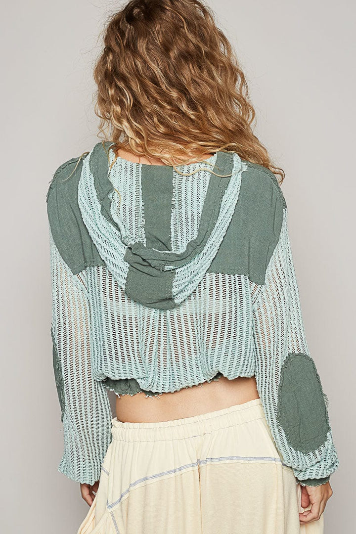 POL Clothing See Through Button Down Hoodie Top