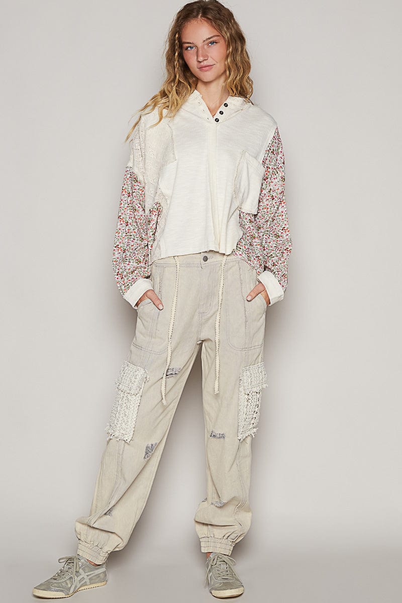 デニム・ジーパン +AMOMENTO+ DRAWSTRING POCKET PANTSLIGHT BEIGE AM23SSW02PTLG 아모멘토]DRAWSTRING POCKET PANTS (LIGHT BEIGE)