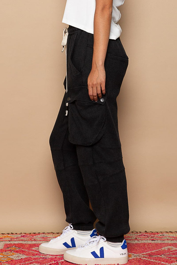 POL Drawstring Thermal Cargo Style Jogger Pants