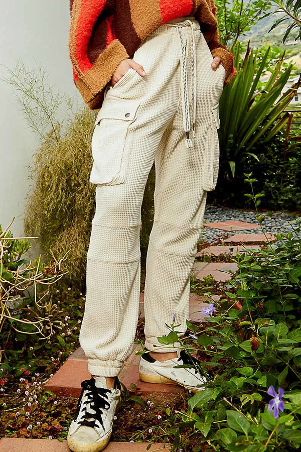 POL Drawstring Thermal Cargo Style Jogger Pants