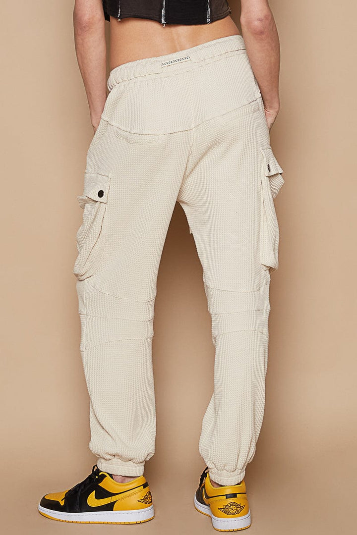 POL Drawstring Thermal Cargo Style Jogger Pants