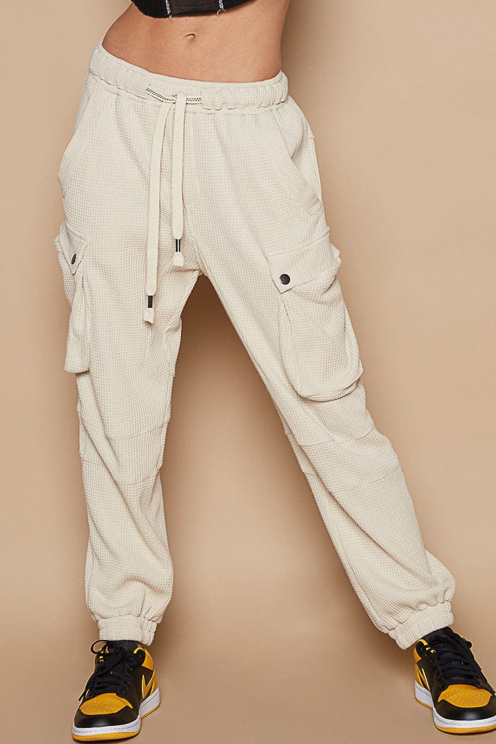 POL Drawstring Thermal Cargo Style Jogger Pants