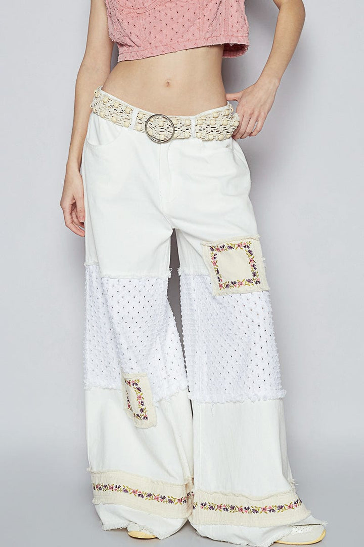 POL Knotted and Twisted Leatherette Beaded Belt with Circular Belt Buckle