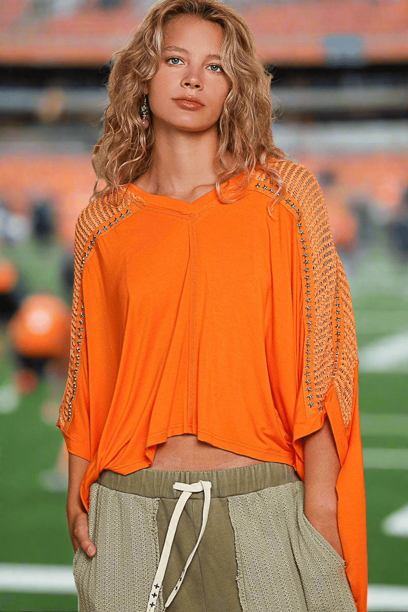 u oversized knitted half sleeve t shirt
