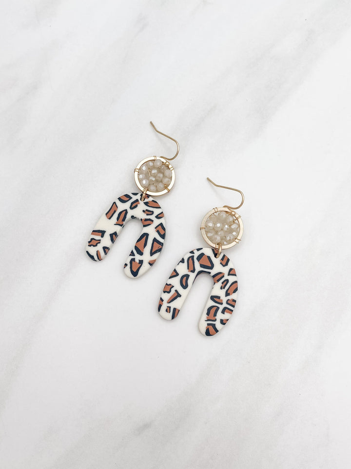 Polymer Clay Arch Earrings with Wire and Bead Attachment