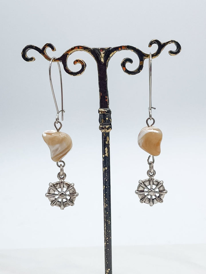 Precious Stone with Decorative Charm Earrings