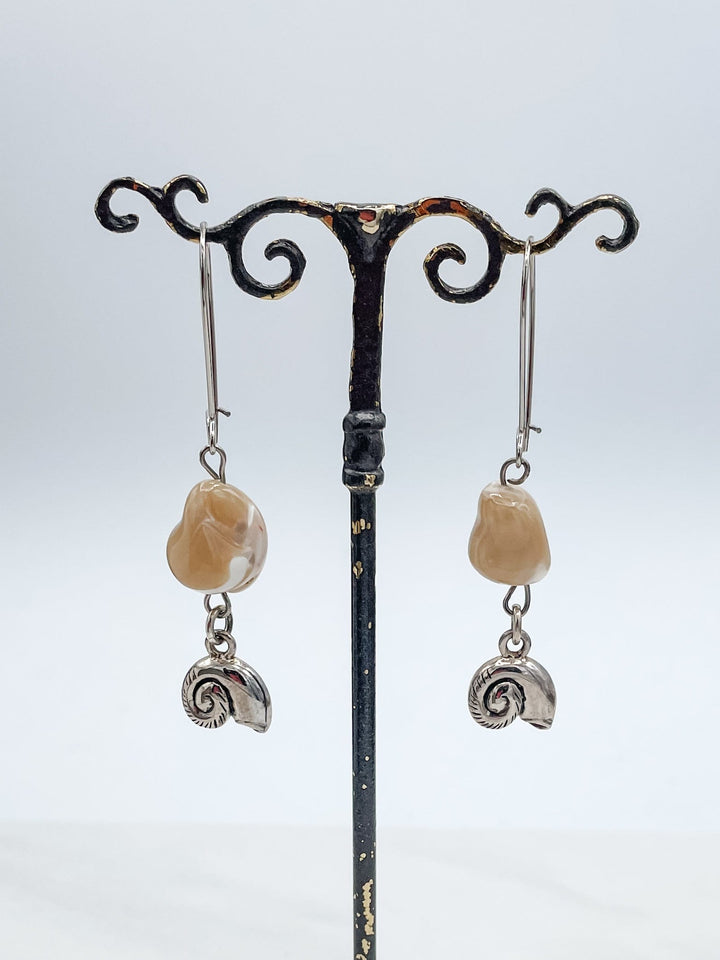 Precious Stone with Decorative Charm Earrings