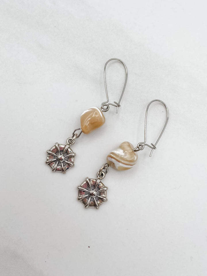 Precious Stone with Decorative Charm Earrings