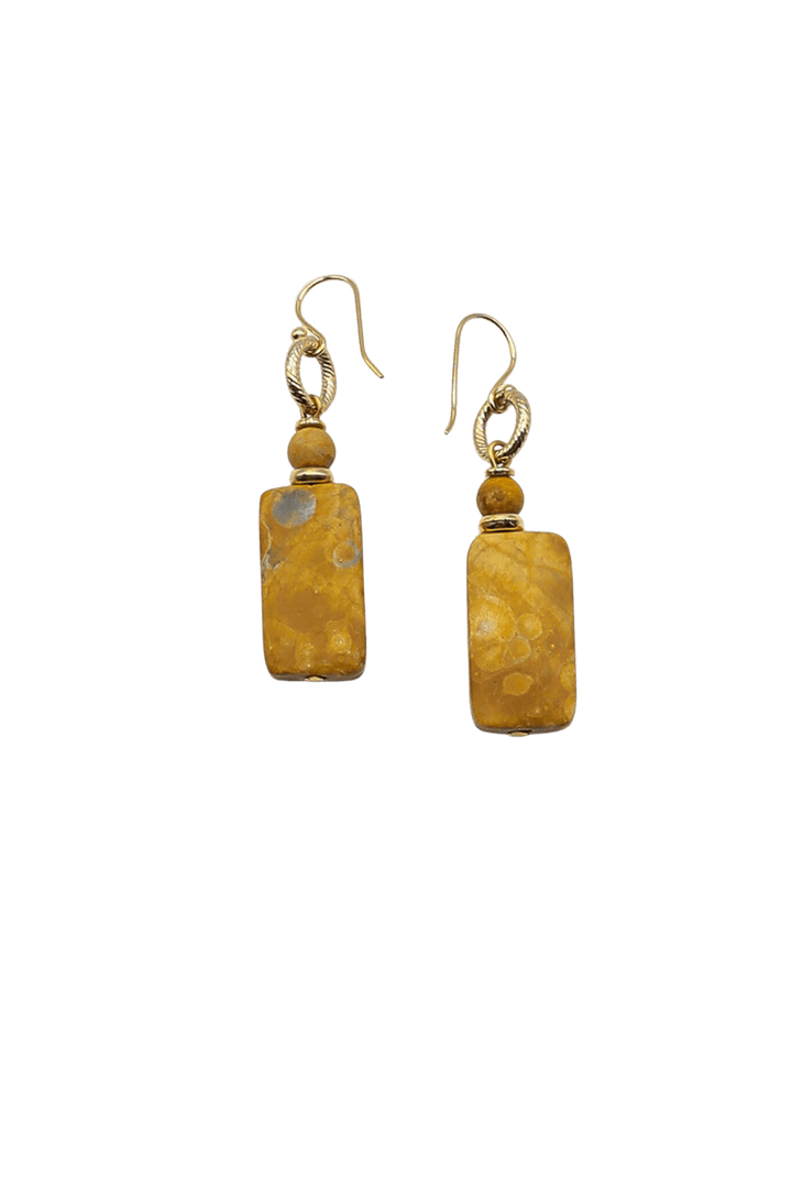 Rectangle Stone Dangle Earrings