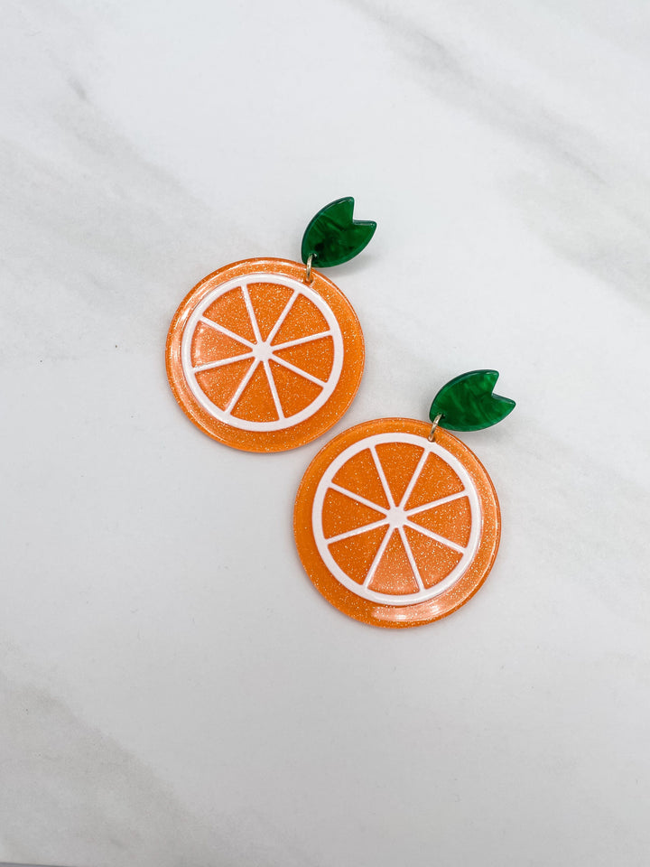 Resin Orange Slice Earrings
