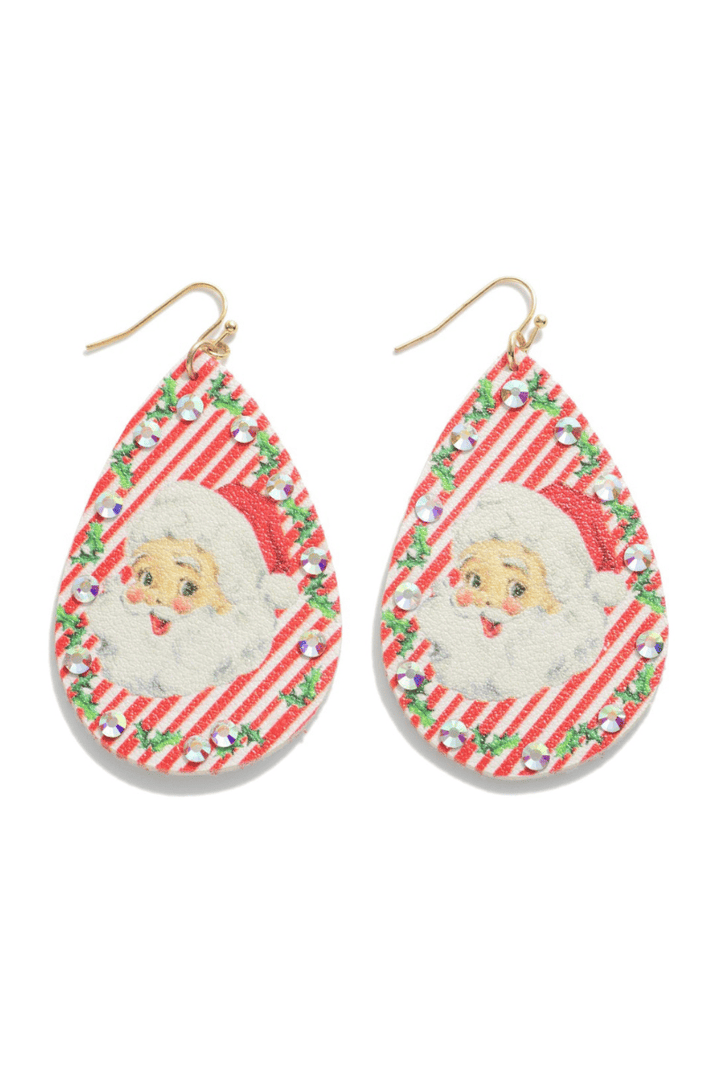 Retro Style Santa Christmas Teardrop Earrings