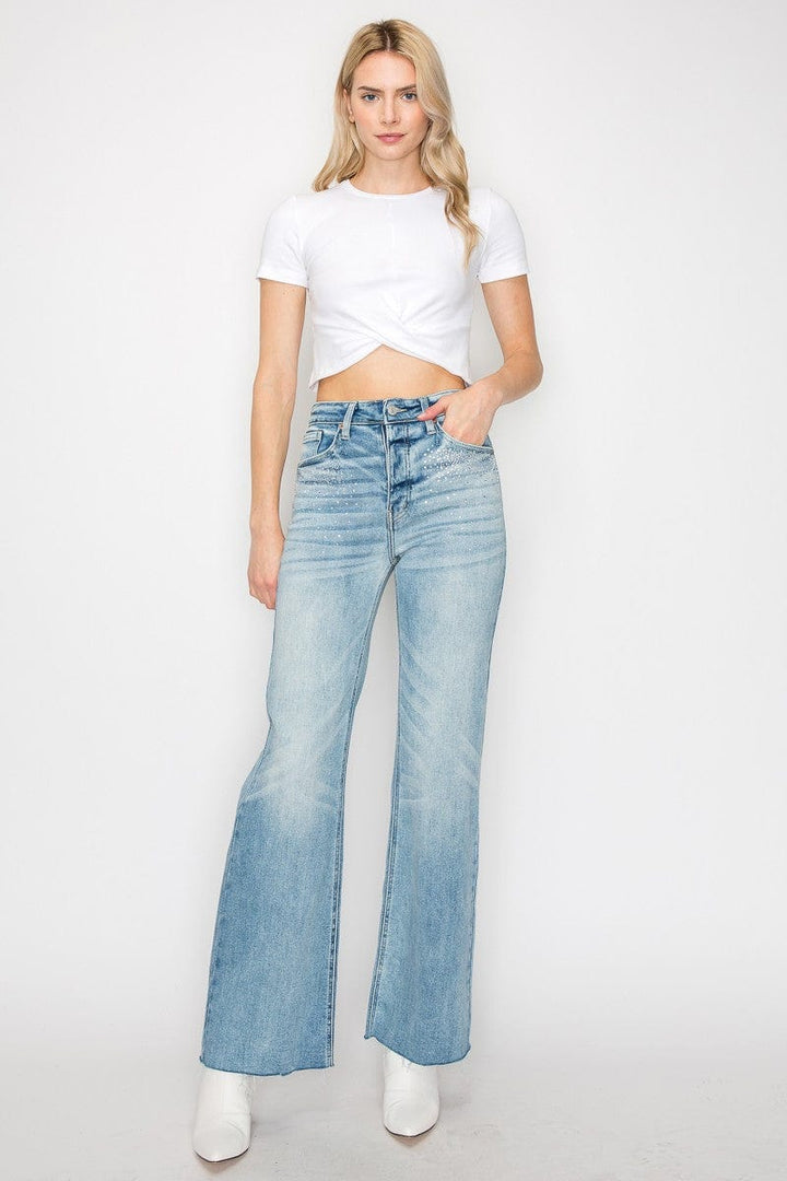 ARTEMIS Vintage Ultra High Rise Modern Wide Leg Jeans with Tie on Back ...