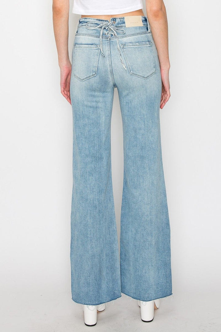 ARTEMIS Vintage Ultra High Rise Modern Wide Leg Jeans with Tie on Back ...