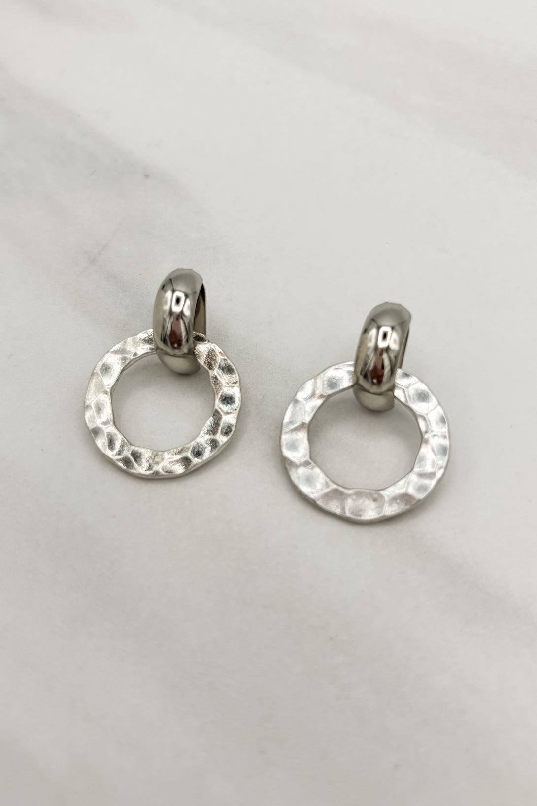 Rippled Silver Circle Post Back Earrings