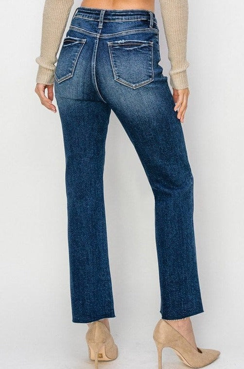Risen High Rise Button Closure Ankle Flare Jeans