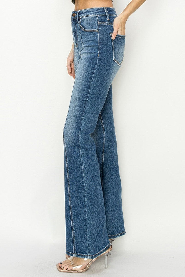 Risen High Rise Flare Front Seam Detailed Jeans